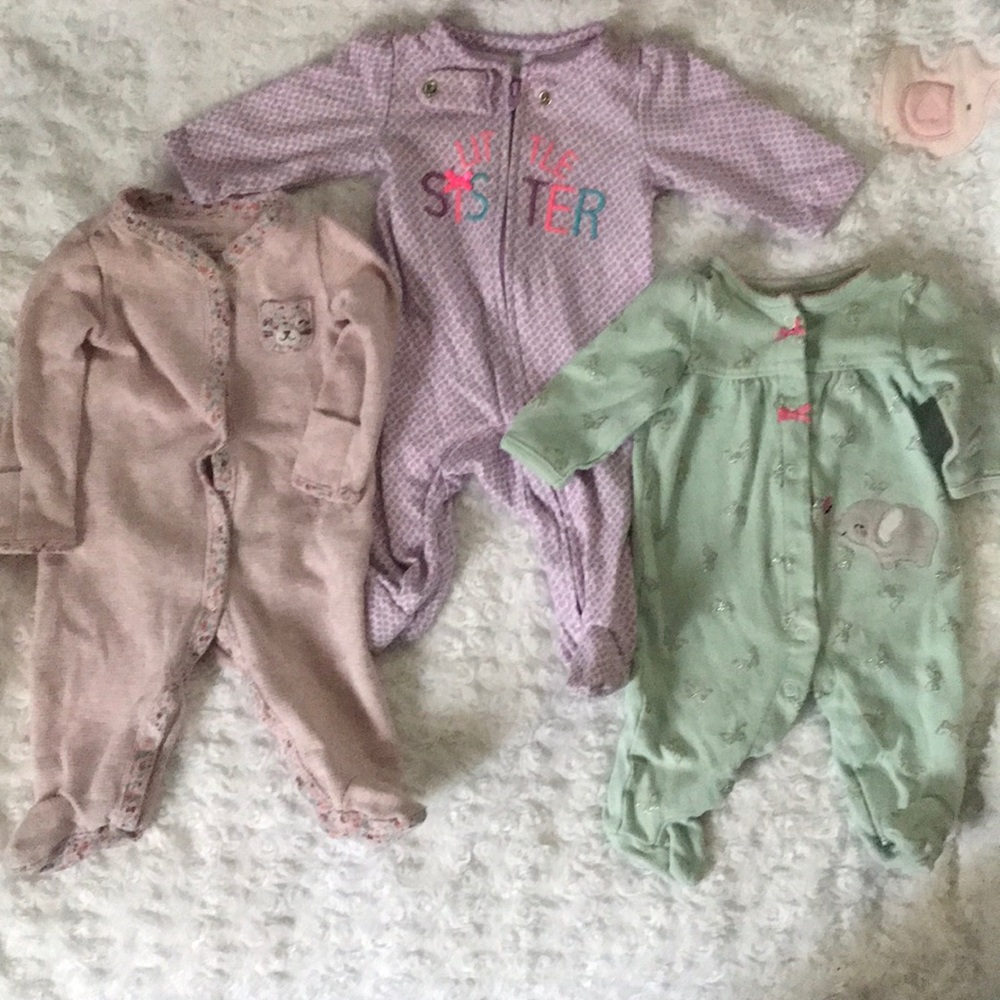 3 Carters NB footies bodysuit/PJs